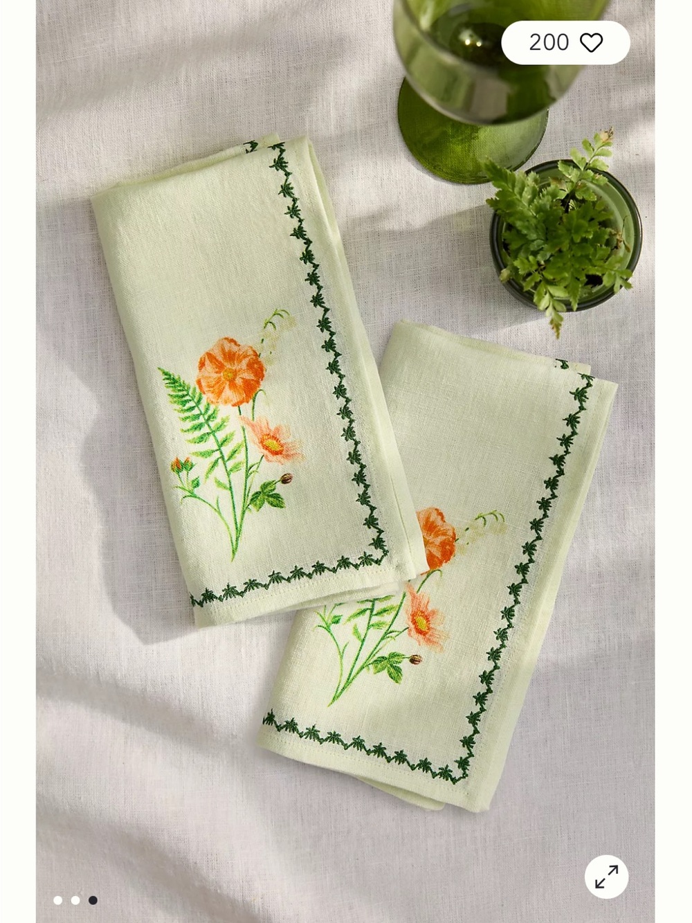 Terrain- Floral Illustration Linen Napkins, Set of 2 - Picture 2 of 2